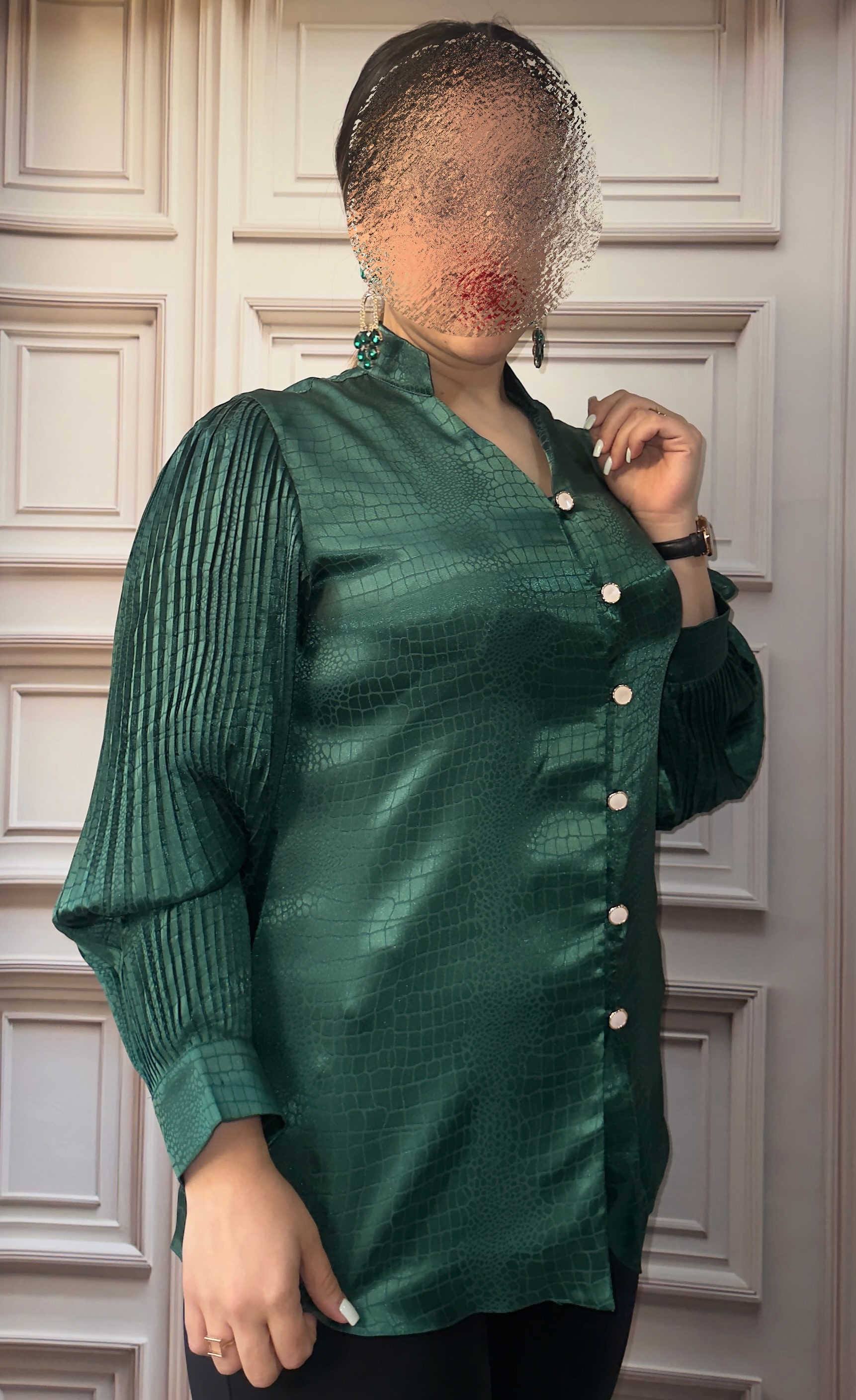 شومیز ساتن استین پلیسه