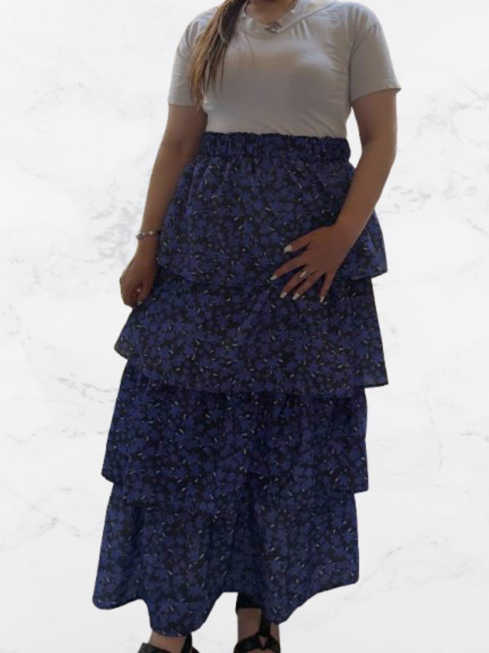 دامن پوفی و طبقه ای طرح دار