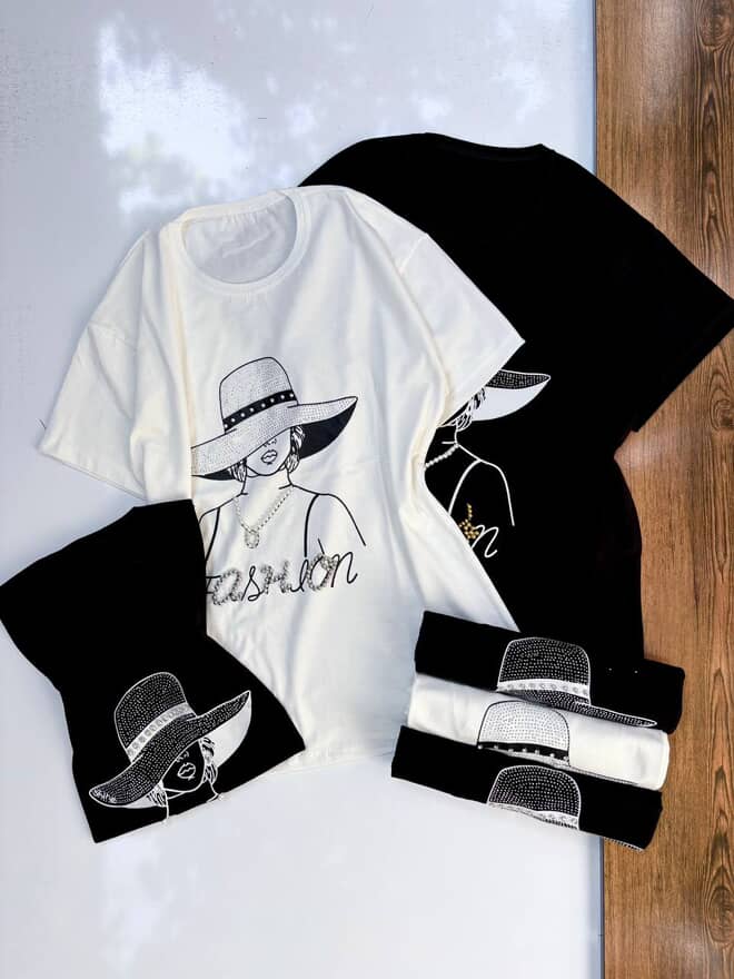 تیشرت ویسکوز پنبه با چاپ دخترانه