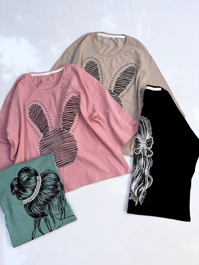 کراپ نخ پنبه ویسکوز با طرح های دخترانه